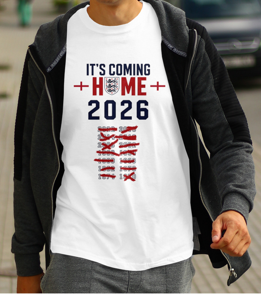 England Football It's Coming Home 2026 Soccer Fan Countdown T-Shirt