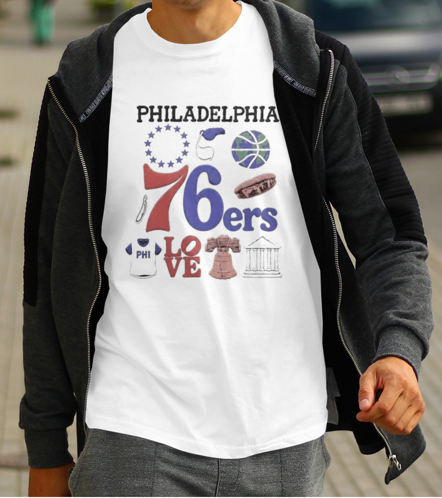 Philadelphia 76ers 76 Liberty Bell Love Basketball T-Shirt