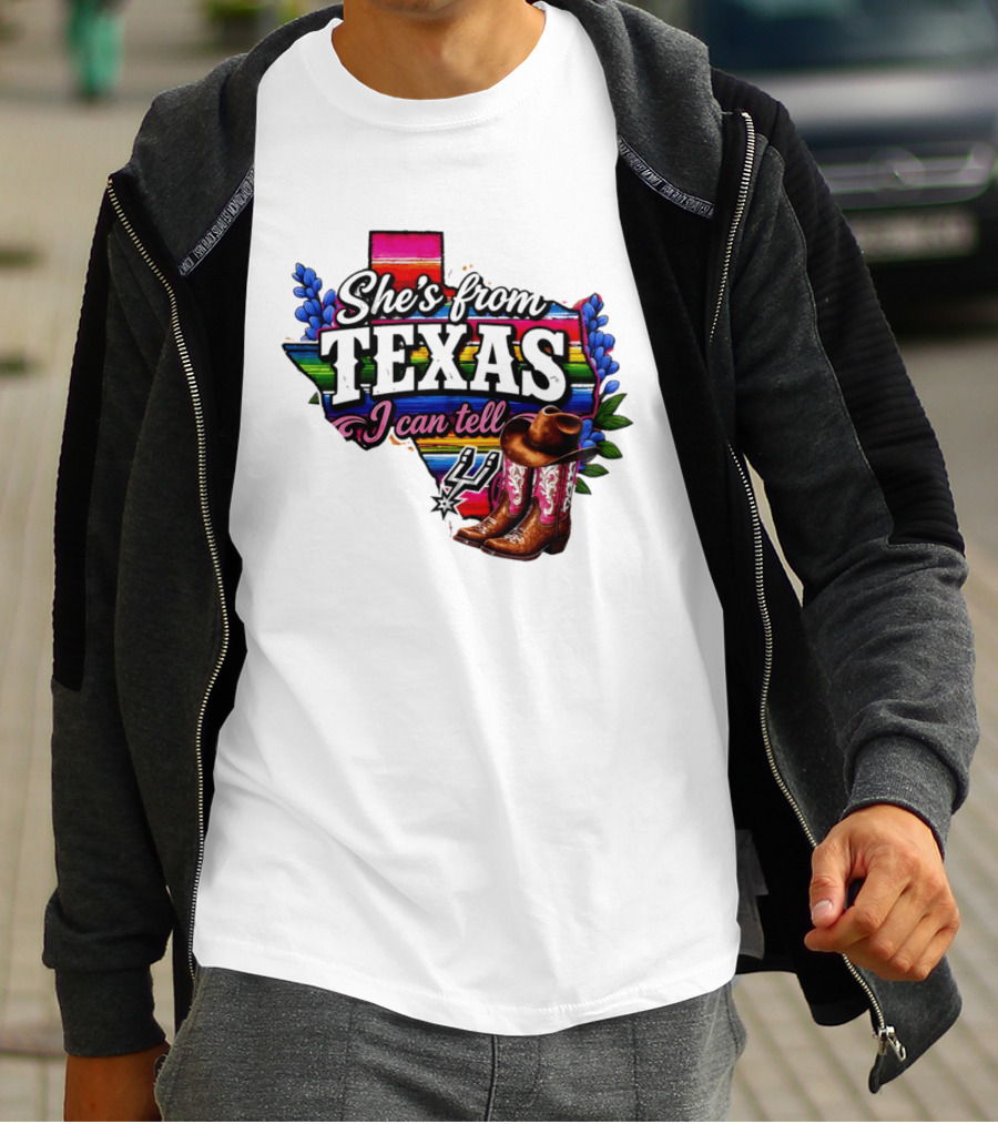Ella Langley She's From Texas I Can Tell Cowboy Boots And Colorful Map T-Shirt