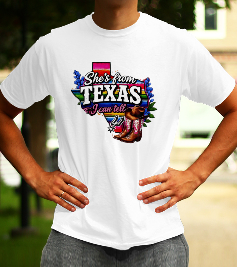 Ella Langley She's From Texas I Can Tell Cowboy Boots And Colorful Map T-Shirt