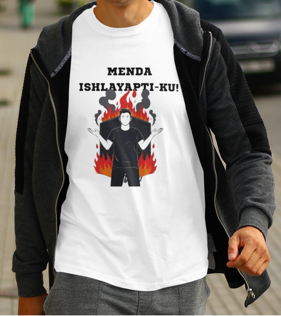 Menda Ishlayapti Ku Uzbek Tech Memes Flame T-Shirt