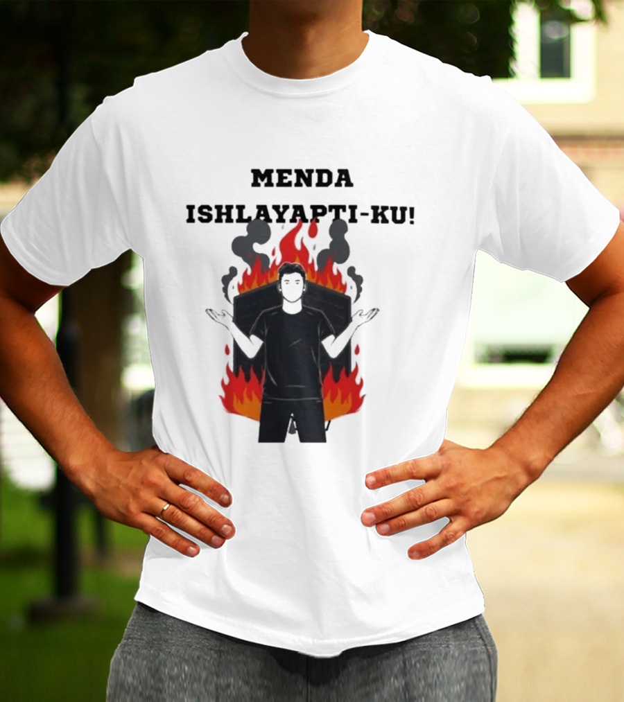 Menda Ishlayapti Ku Uzbek Tech Memes Flame T-Shirt