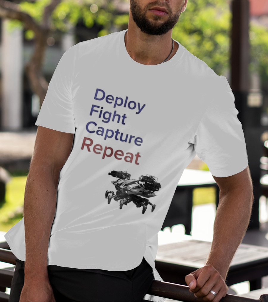 War Robots Deploy Fight Capture Repeat Strategy Gameplay T-Shirt