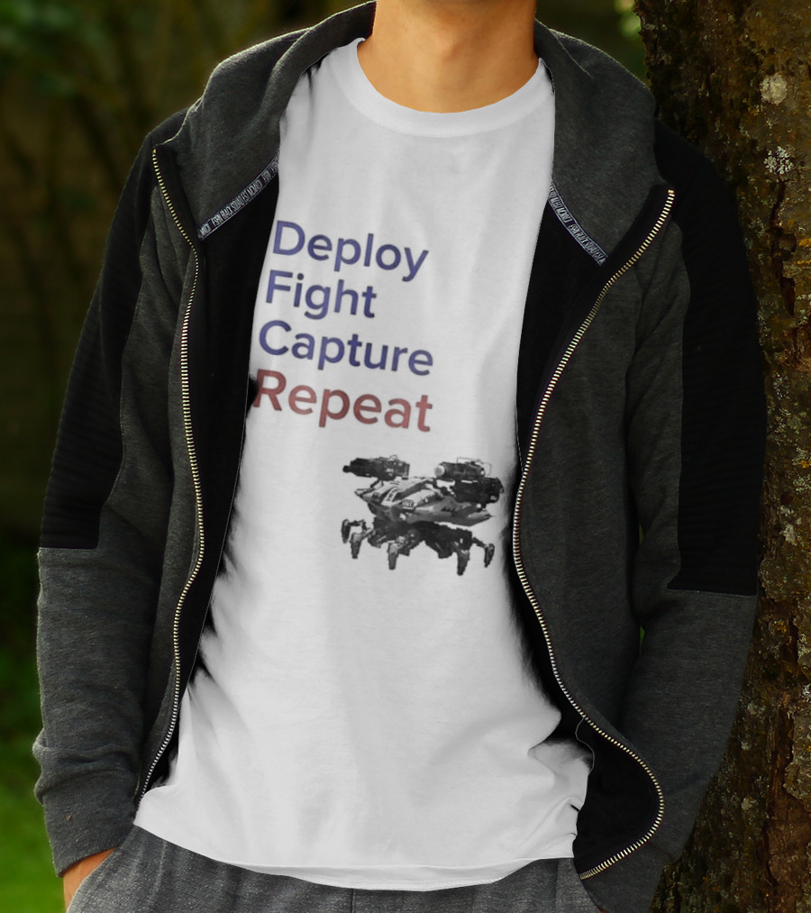 War Robots Deploy Fight Capture Repeat Strategy Gameplay T-Shirt
