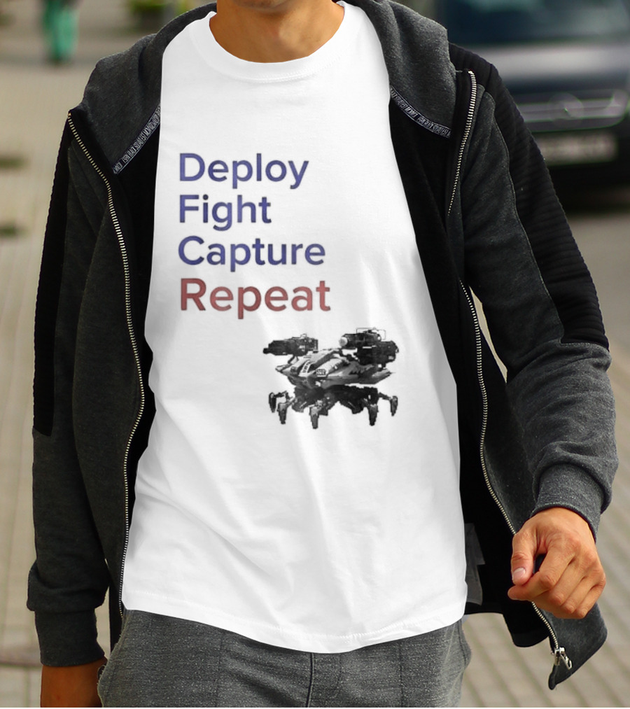 War Robots Deploy Fight Capture Repeat Strategy Gameplay T-Shirt