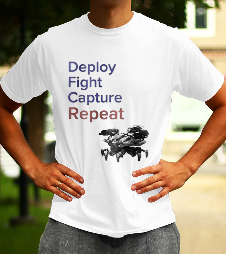 War Robots Deploy Fight Capture Repeat Strategy Gameplay T-Shirt
