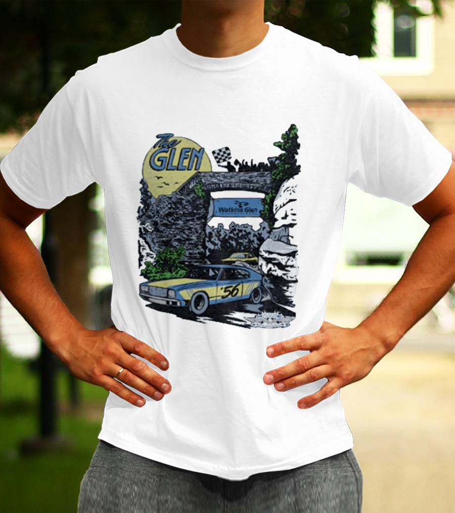 The Glen Watkins Glen International Checkered Flag Racecar 56 Archway Scenic T-Shirt
