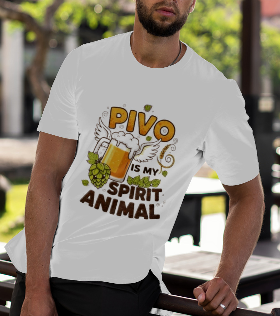 Pivo Is My Spirit Animal Beer Lover Hops Wheat Wings T-Shirt