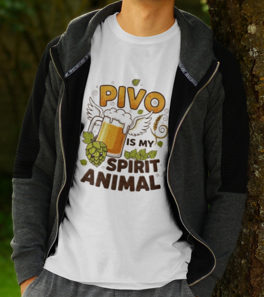 Pivo Is My Spirit Animal Beer Lover Hops Wheat Wings T-Shirt