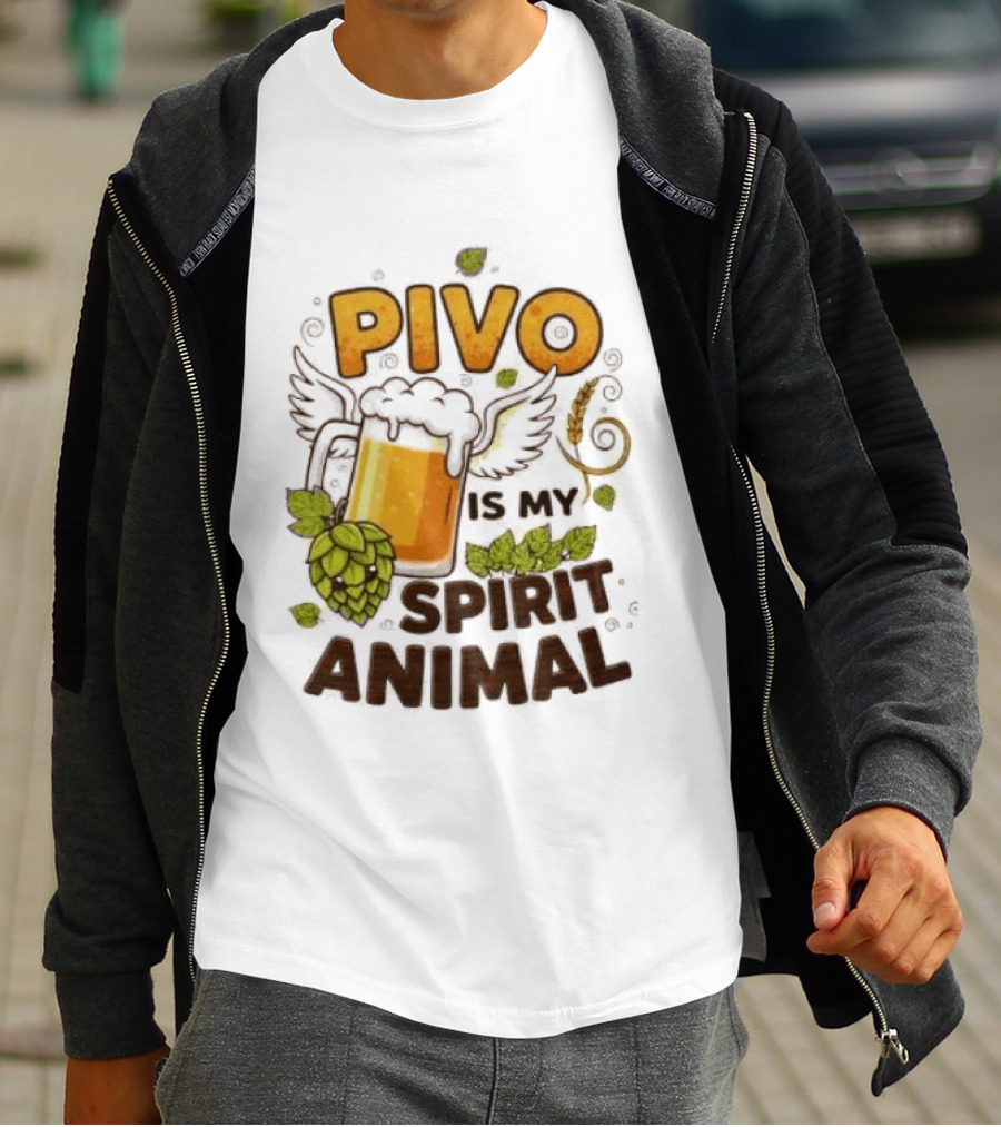 Pivo Is My Spirit Animal Beer Lover Hops Wheat Wings T-Shirt