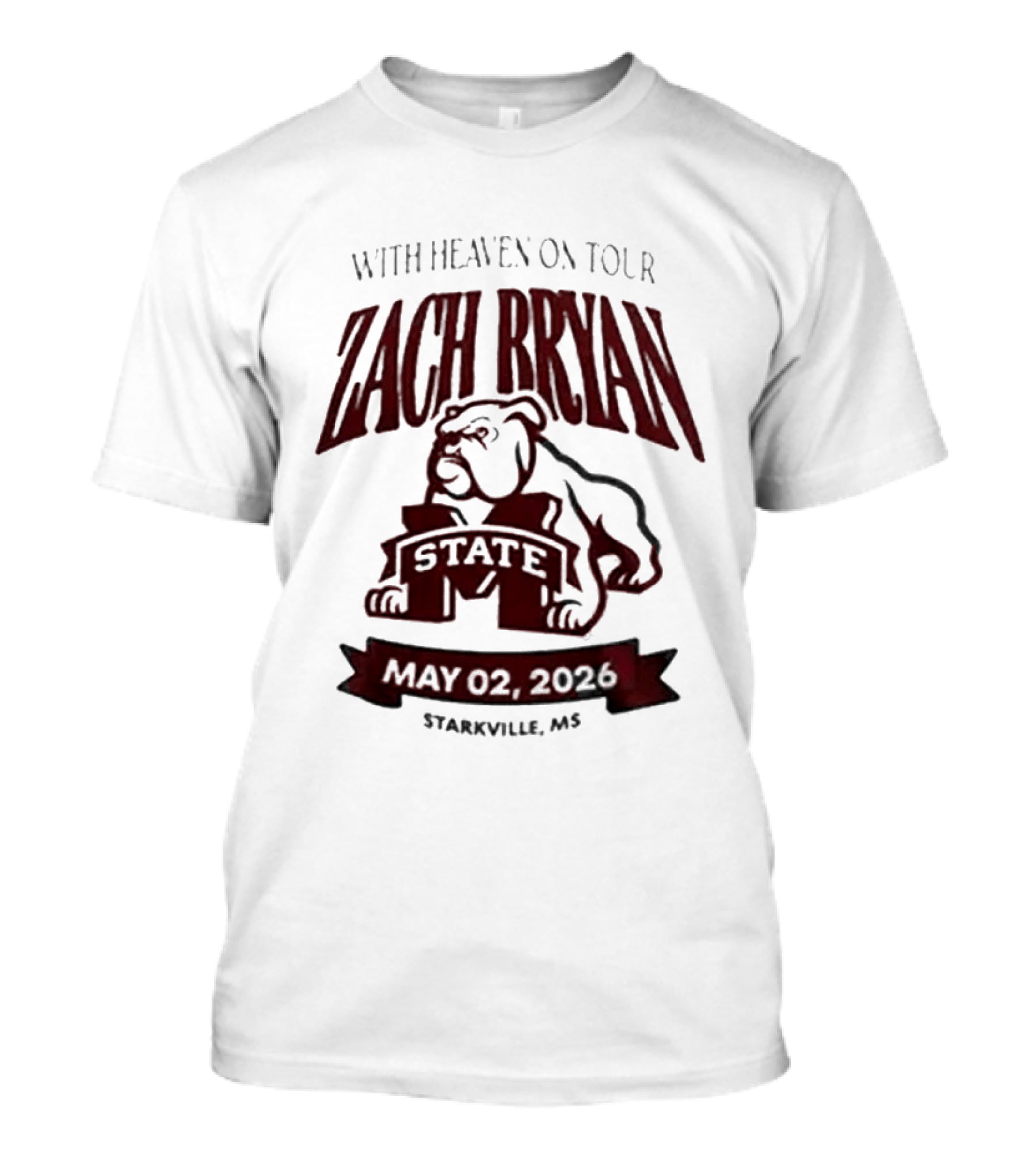 Zach Bryan With Heaven On Tour 2026 Mississippi State May 02 Starkville MS T-Shirt