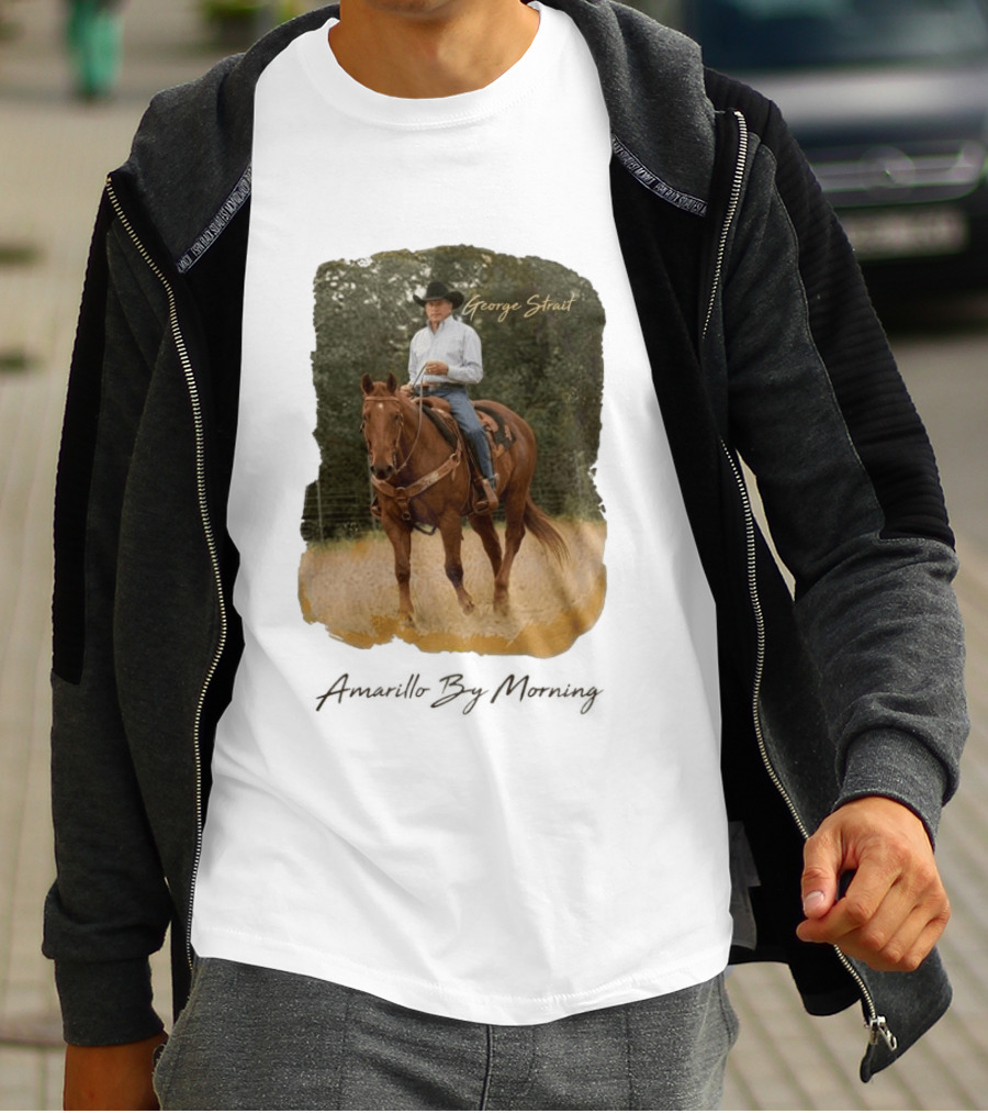 George Strait Riding Horse In Rustic Landscape One Night Only T-Shirt