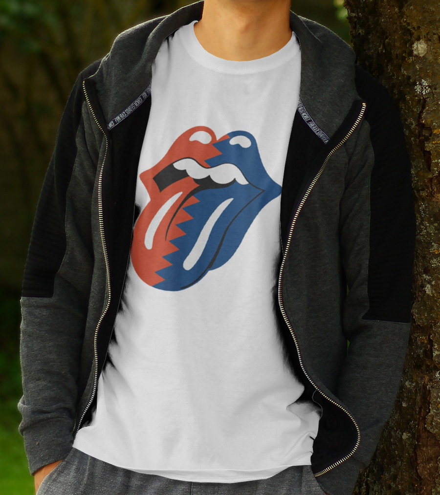 Rolling Stones Big Mouth Tongue Rare Red Blue Contrast T-Shirt
