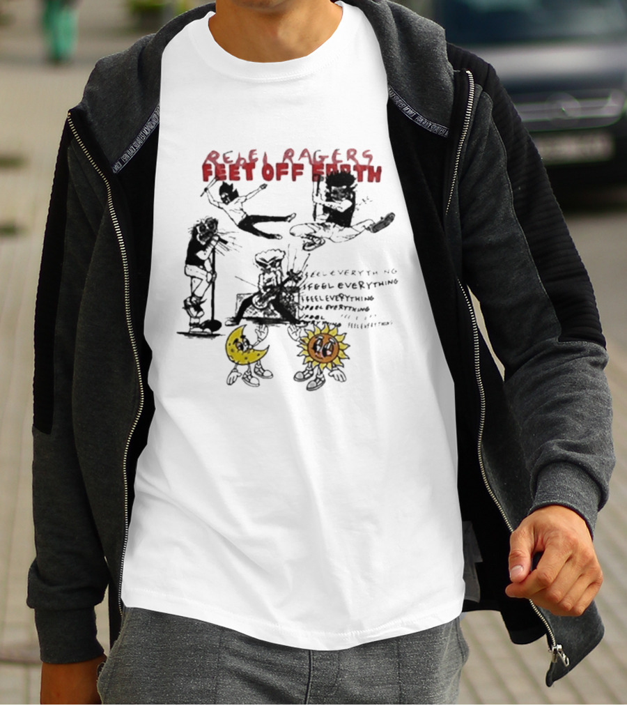 Rebel Ragers Feet Of Earth Tour Kid Cudi 2026 Concept Art Moon Sun Characters T-Shirt
