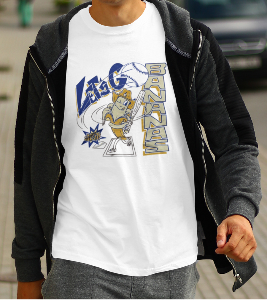 Let's Go Bananas Slugger Cartoon Baseball Bat T-Shirt