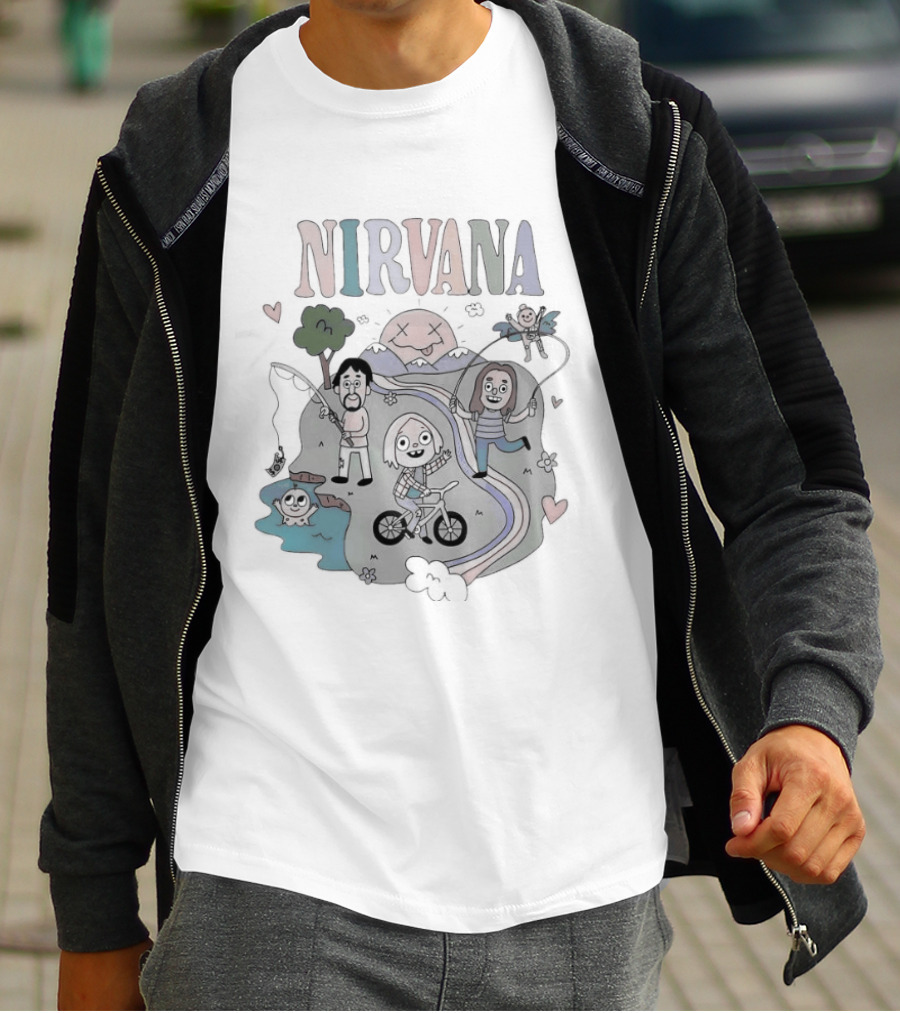 Lorful Nirvana Colorful Childlike Scene With Trees And Hearts T-Shirt