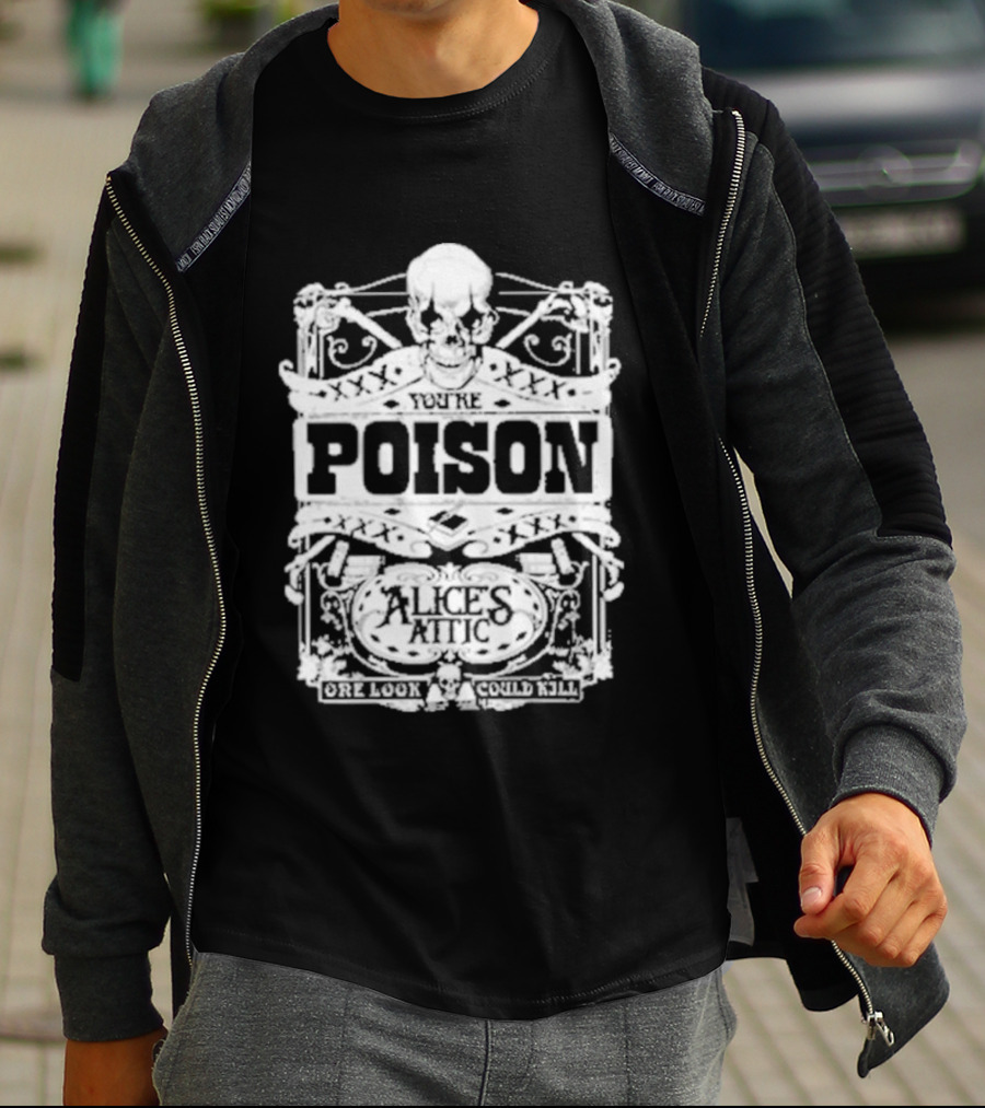Alice Cooper Poison Attic Skull Motif T-Shirt