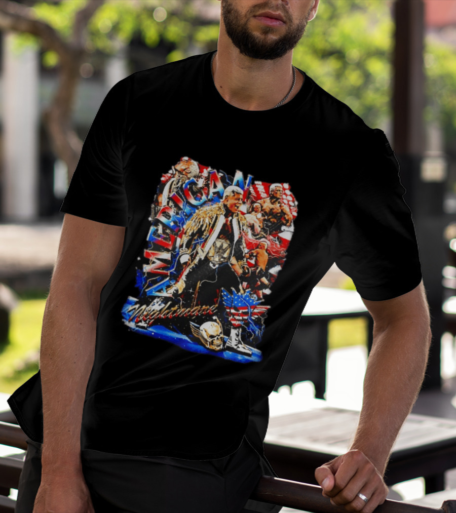 American Nightmare Cody Rhodes Wrestling Star Red White Blue Skull Jacket T-Shirt