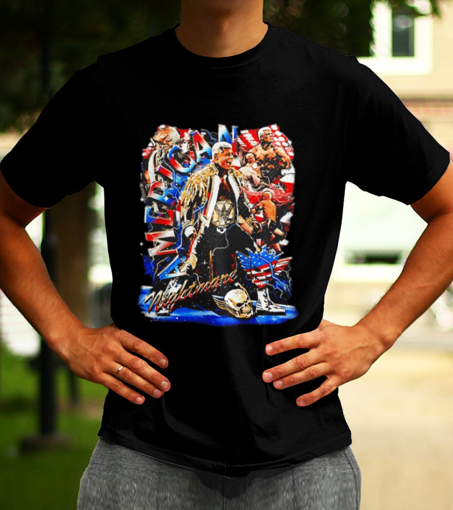 American Nightmare Cody Rhodes Wrestling Star Red White Blue Skull Jacket T-Shirt