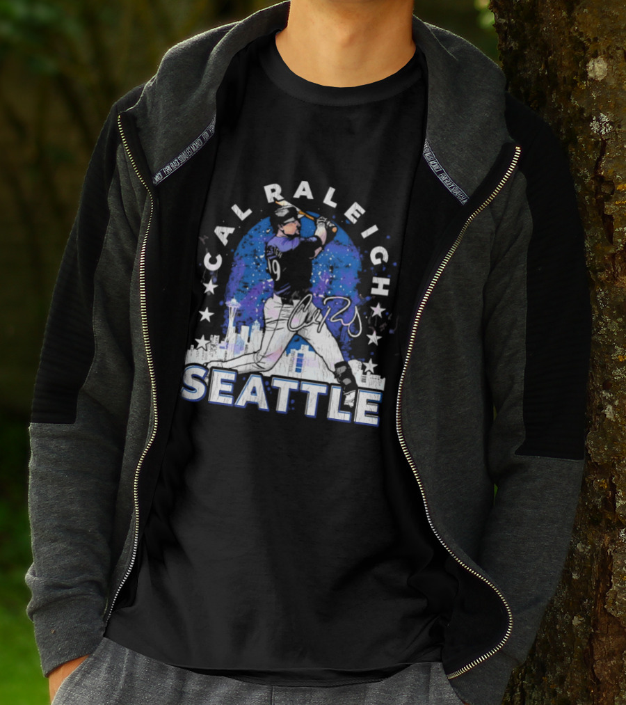 Cal Raleigh Seattle Baseball Skyline Stars T-Shirt