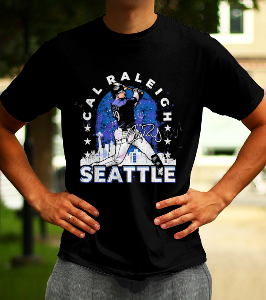 Cal Raleigh Seattle Baseball Skyline Stars T-Shirt