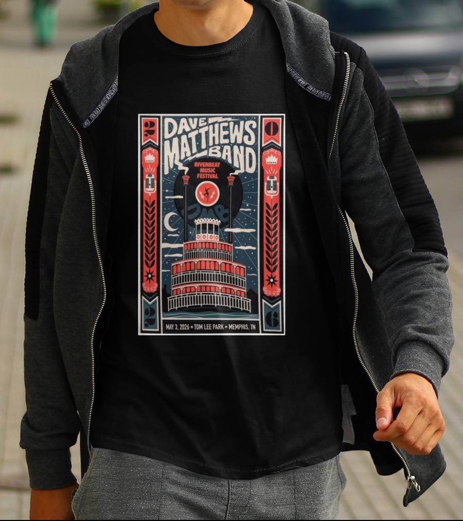 Dave Matthews Band Riverbeat Music Festival May 3 2026 Tom Lee Park Memphis TN T-Shirt