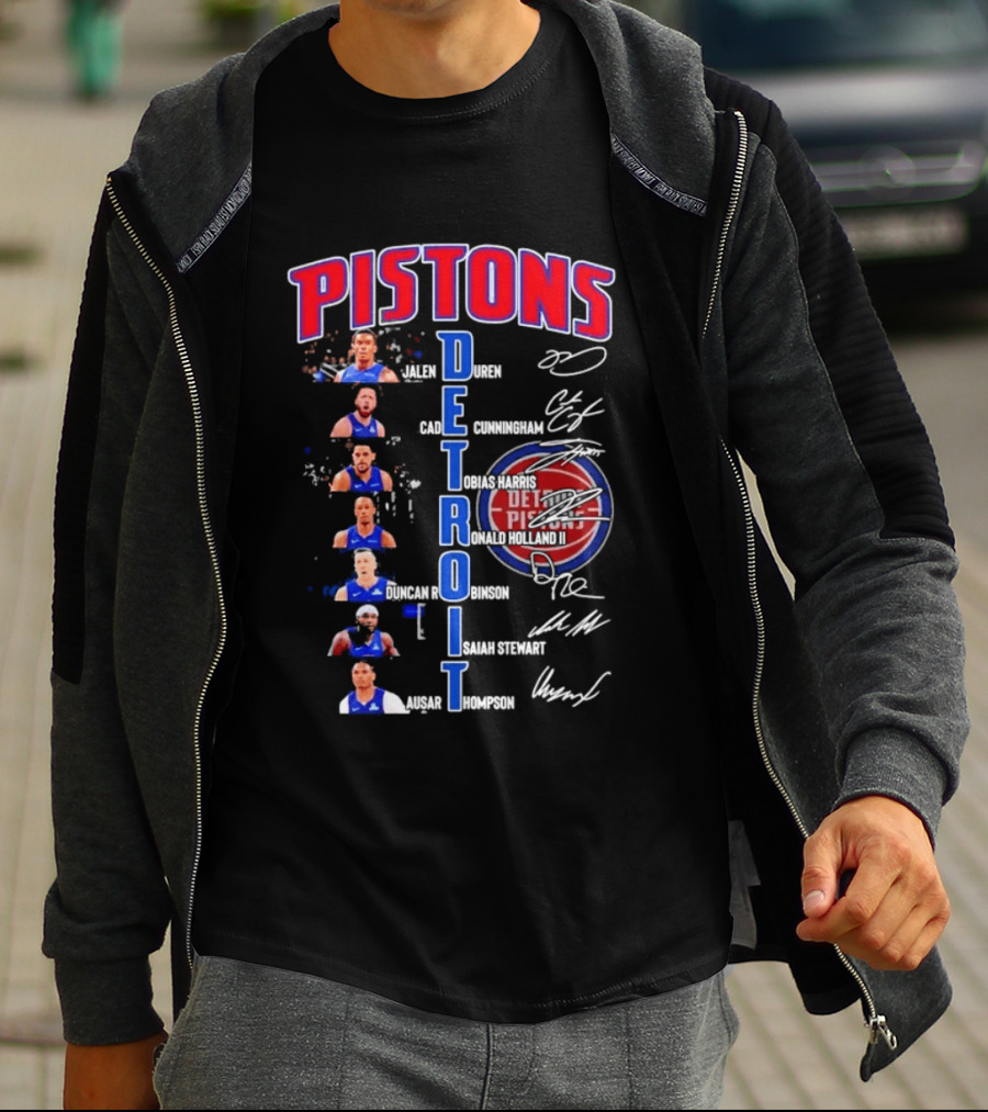 Detroit Pistons Jalen Duren Cade Cunningham Bojan Bogdanovic Isaiah Stewart Jaden Ivey Ausar Thompson Signatures T-Shirt