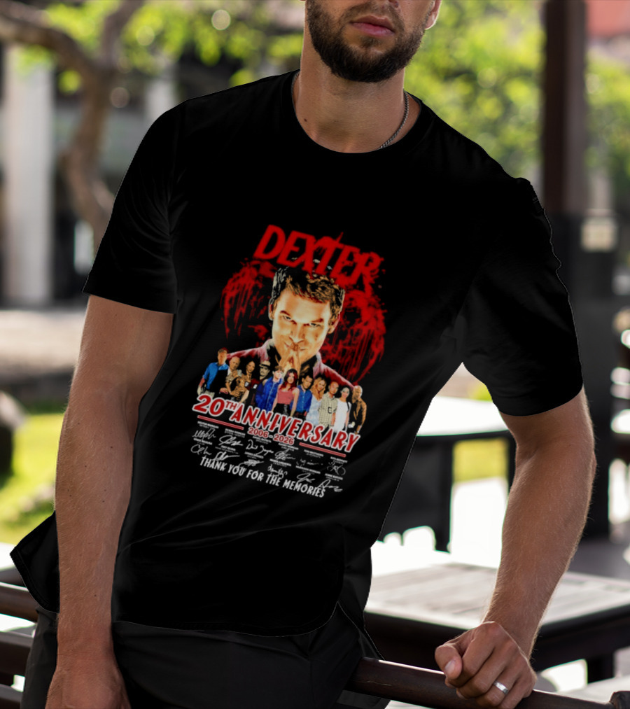 Dexter 20th Anniversary 2006 2026 Thank You For The Memories Cast Signatures T-Shirt