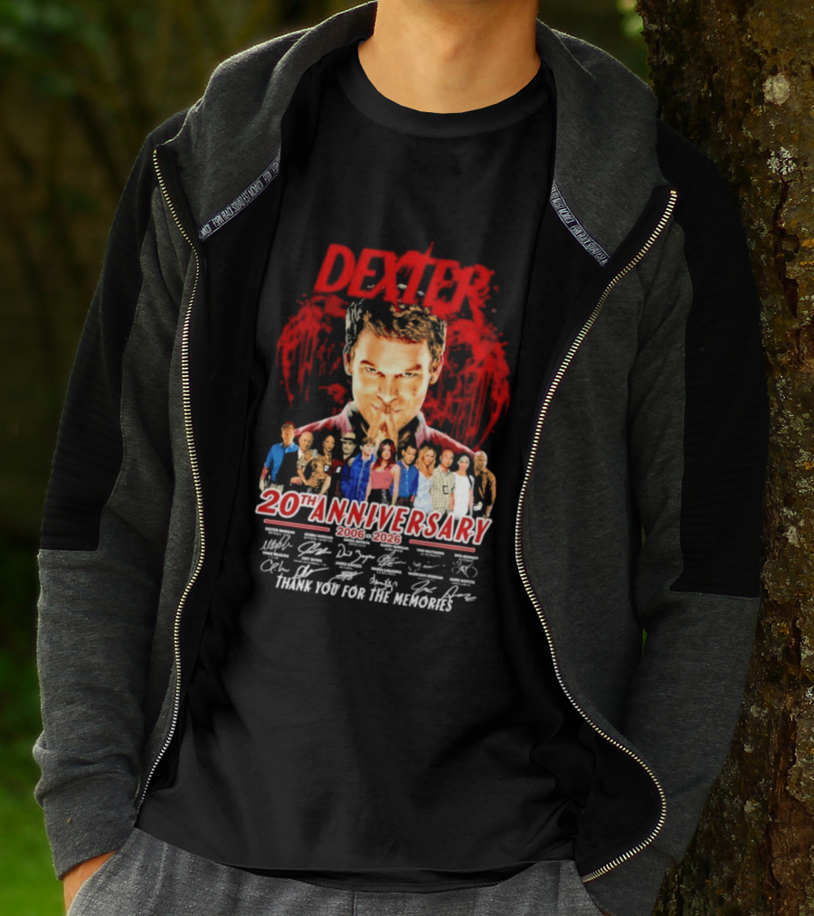 Dexter 20th Anniversary 2006 2026 Thank You For The Memories Cast Signatures T-Shirt