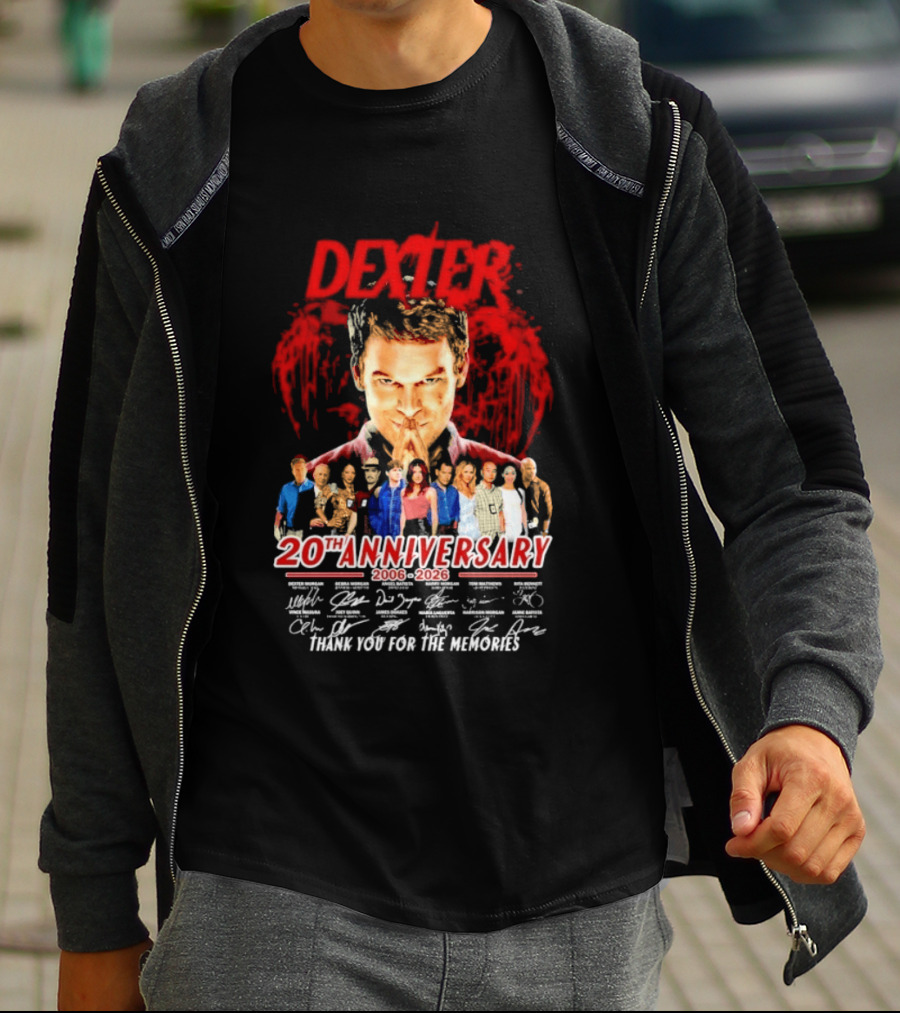 Dexter 20th Anniversary 2006 2026 Thank You For The Memories Cast Signatures T-Shirt