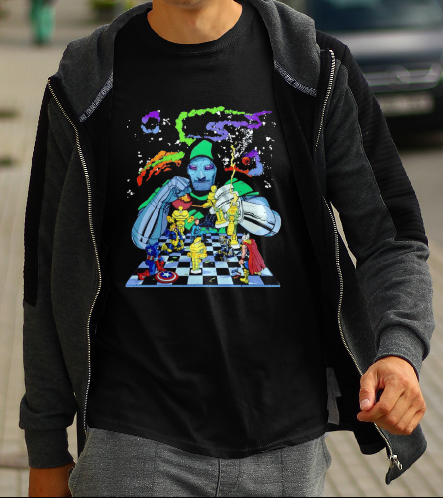 Doctor Doom Strategic Chess Battle With Marvel Heroes T-Shirt