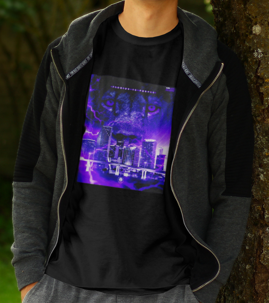 Florida Is Purple Orlando City SC Lion City Skyline Lightning T-Shirt