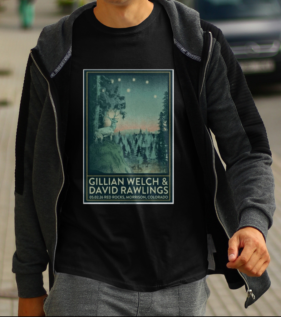 Gillian Welch & David Rawlings Red Rocks Morrison Colorado May 02 2026 T-Shirt