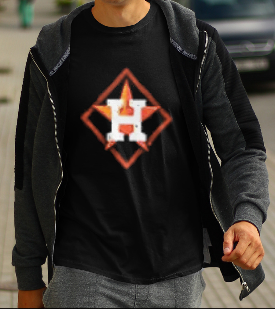 Houston Astros America's Pastime Black Star H Baseball Iconography T-Shirt