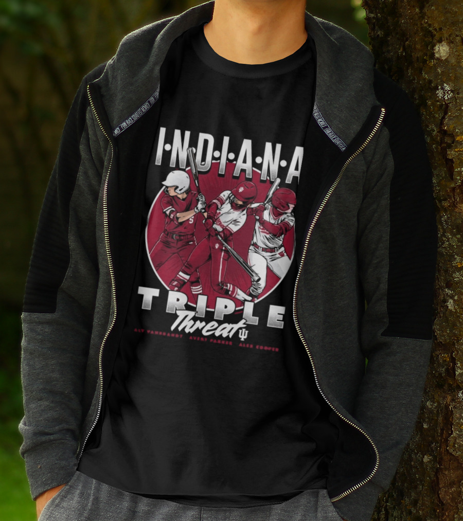 Indiana Hoosiers Softball Triple Threat Aly Van Brandt Avery Parker Alex Cooper T-Shirt