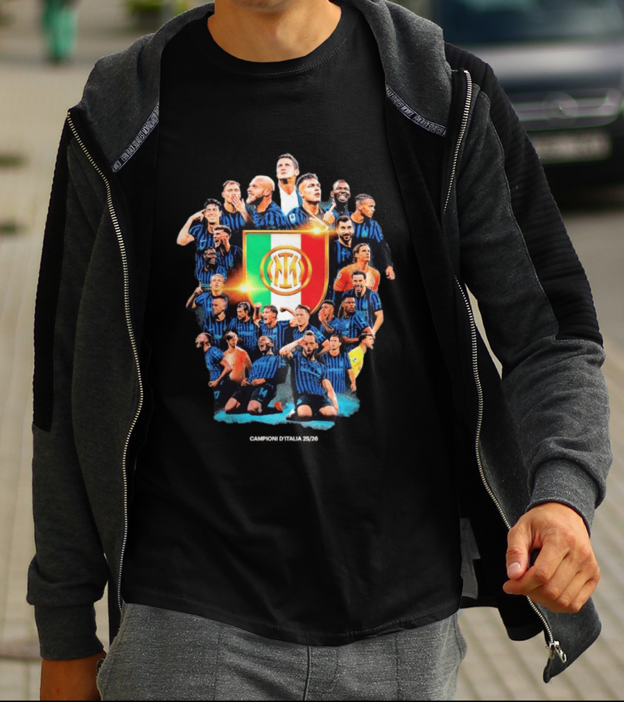Inter Milan FC 2025 2026 Campioni D'Italia Celebration Squad T-Shirt