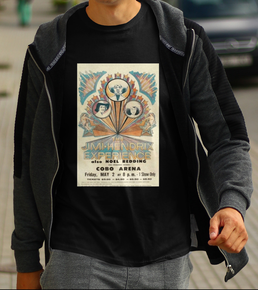 The Jimi Hendrix Experience Concert May 2 Cobo Arena With Noel Redding T-Shirt