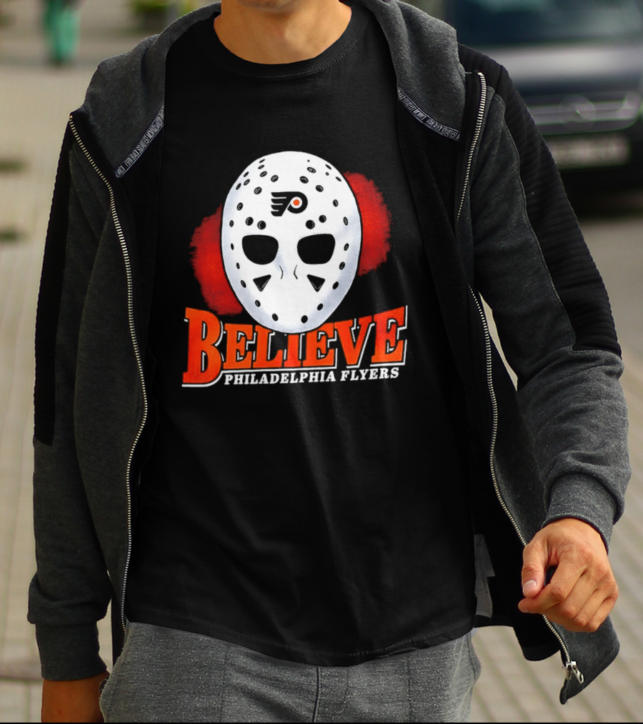 Philadelphia Flyers Believe 2026 Hockey Mask T-Shirt