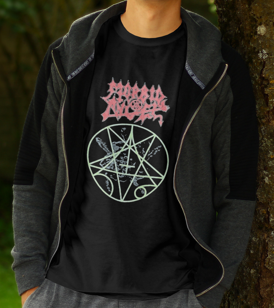 Morbid Angel Blessed Are The Sick Tour Logo With Pentagram And Angel T-Shirt