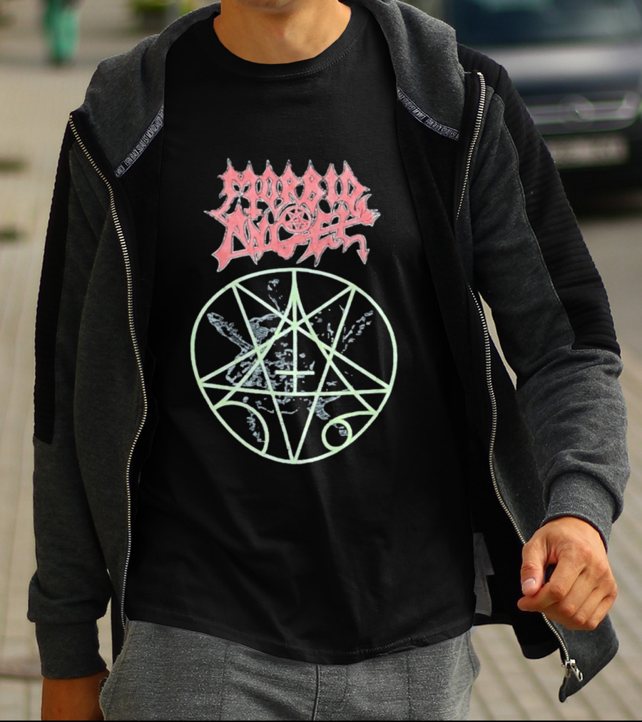 Morbid Angel Blessed Are The Sick Tour Logo With Pentagram And Angel T-Shirt