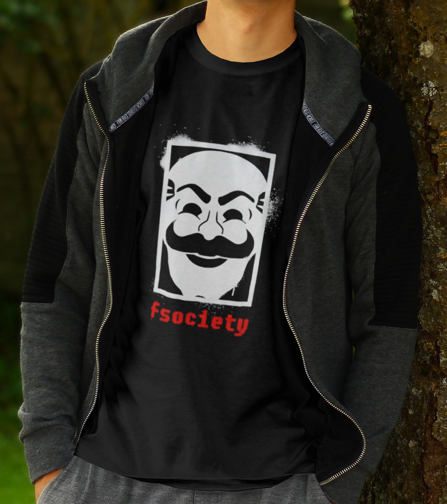 Mr Robot Fsociety Mask White Face Red T-Shirt