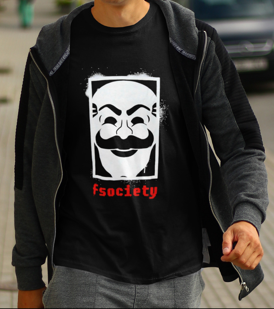 Mr Robot Fsociety Mask White Face Red T-Shirt