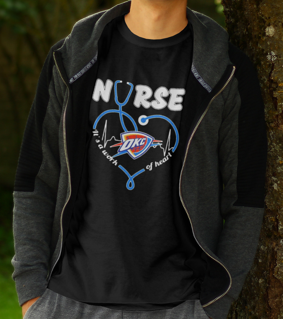 Oklahoma City Thunder Nurse Heartbeat It's A Work Of Heart T-Shirt