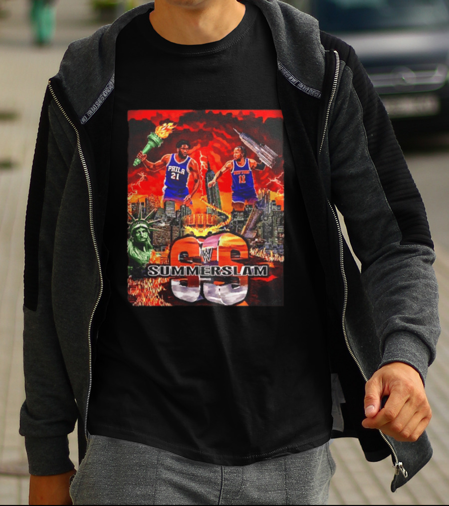 Summerslam Joel Embiid Vs Jalen Brunson NYC Showdown T-Shirt