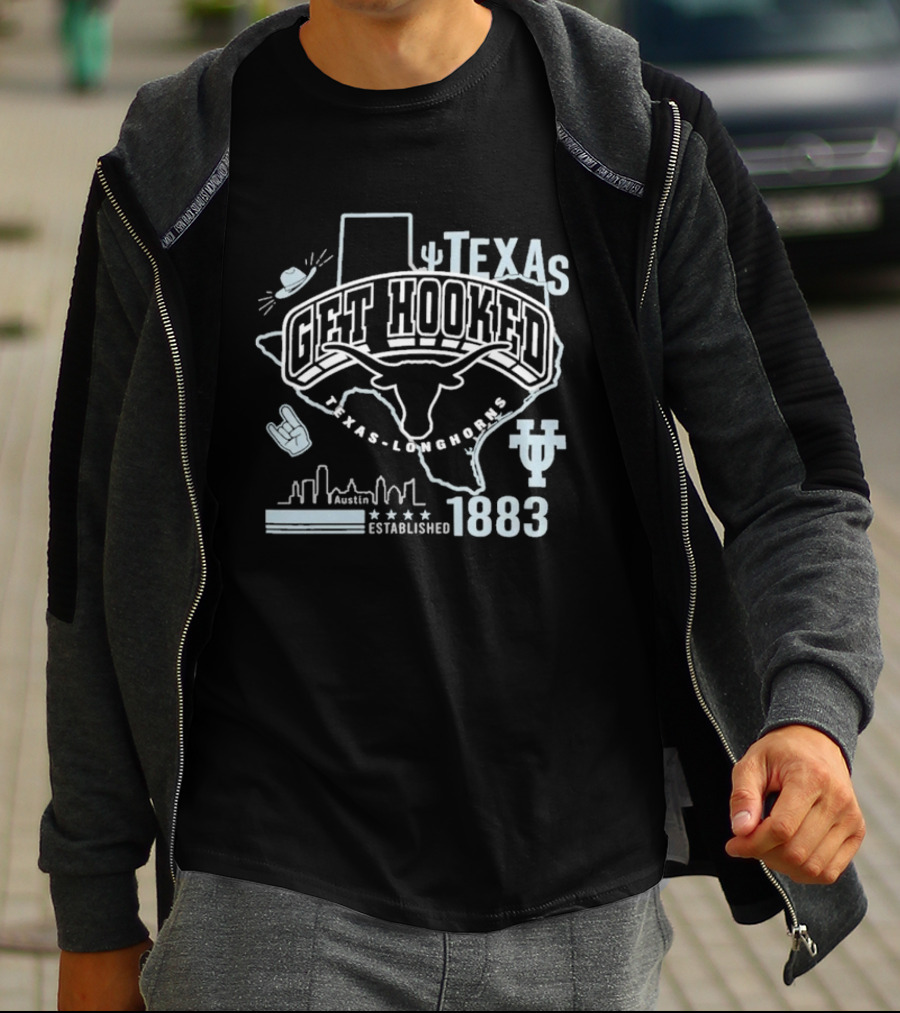 Texas Longhorns Get Hooked 1883 Austin Skyline Established T-Shirt