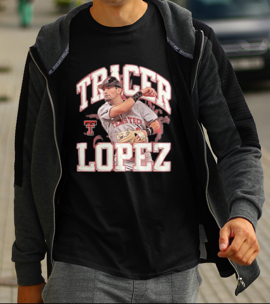 Texas Tech Tracer Lopez Baseball NCAA Collage T-Shirt