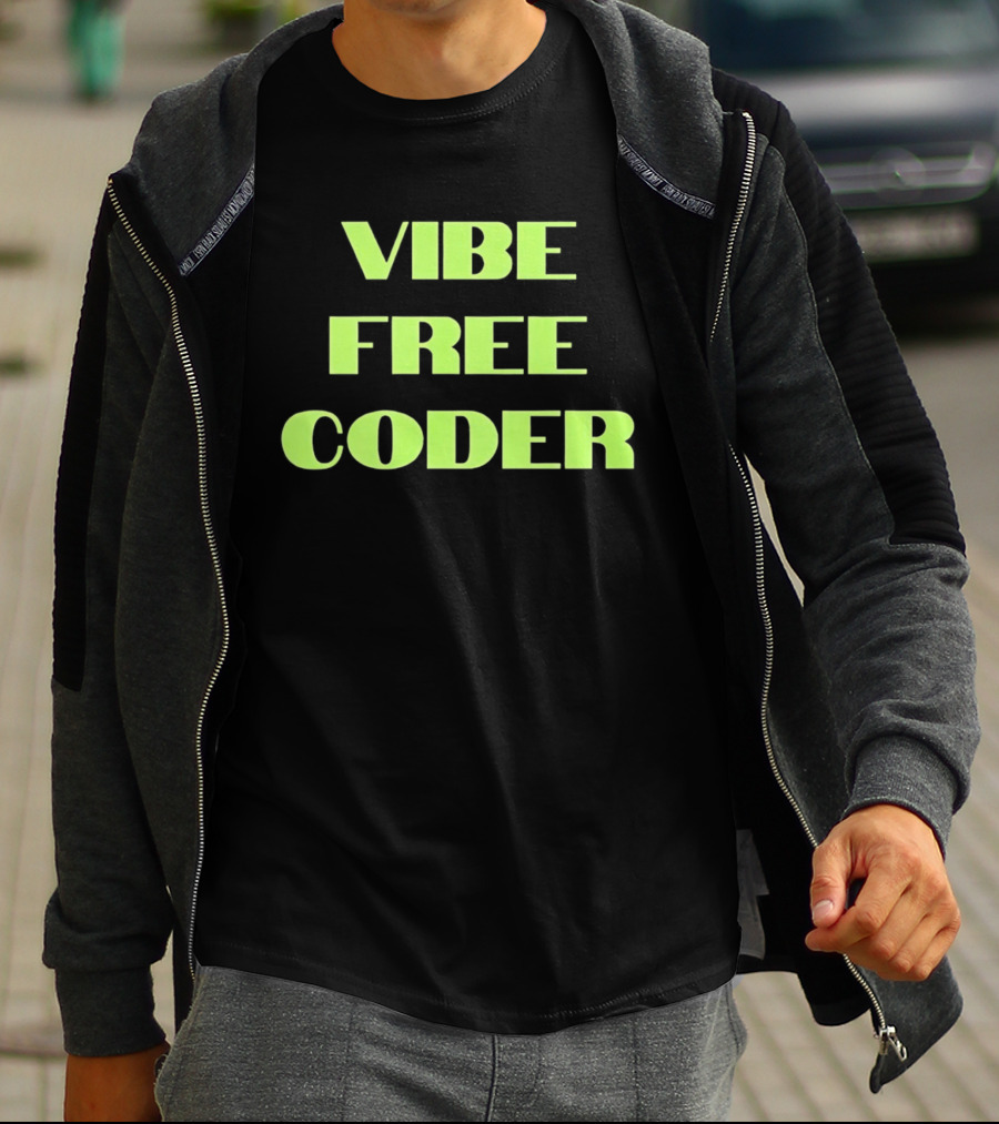Vibe Free Coder Retro Neon T-Shirt