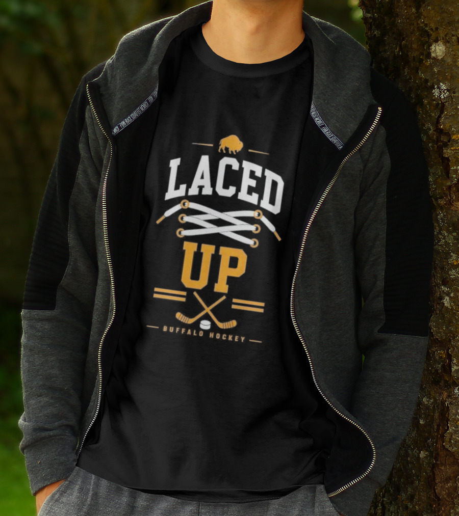 Buffalo Sabres Laced Up Hockey Sticks T-Shirt