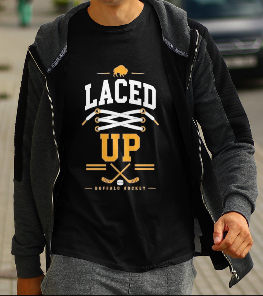 Buffalo Sabres Laced Up Hockey Sticks T-Shirt