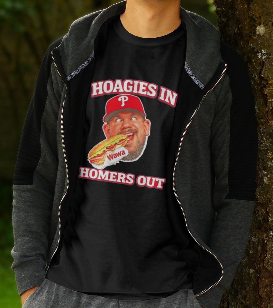 Hoagies In Homers Out Wawa Philadelphia Baseball Player Eating Sandwich T-Shirt